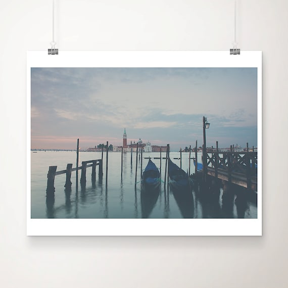 Venice Gondola Photograph, Sunrise Italy Travel Print