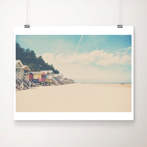 beach photography, English beach hut print, Wells Next The Sea wall art, ocean photograph, Coastal travel photography, England photograph