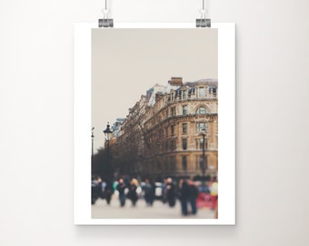 London photograph, vertical London decor, urban print, travel photography, London architecture print, Trafalgar Square art