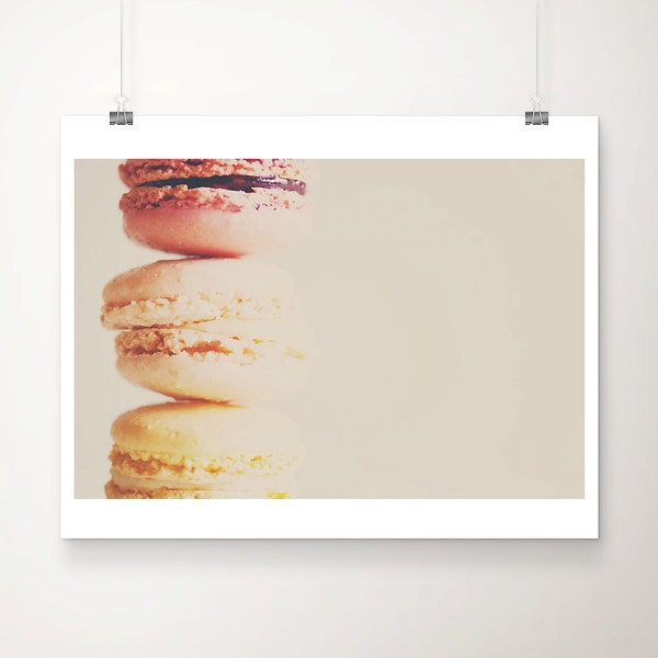 French macaron photograph, Paris decor, food photography, kitchen wall art, bakery print