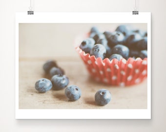 SALE blueberry print, food photography, kitchen wall art, fruit photograph, blue decor, discounted 8x10 print, rustic decor