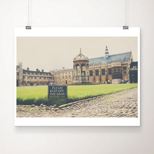 Cambridge university photograph, trinity college print, Cambridge photograph, English architecture print, Keep off the Grass art