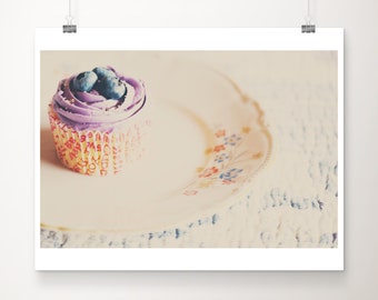 cupcake photograph, food wall art, kitchen decor, bakery decor, still life photograph, feminine decor