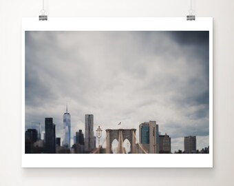 Del puente de Brooklyn a Manhattan: Impresión fotográfica del horizonte de Nueva York