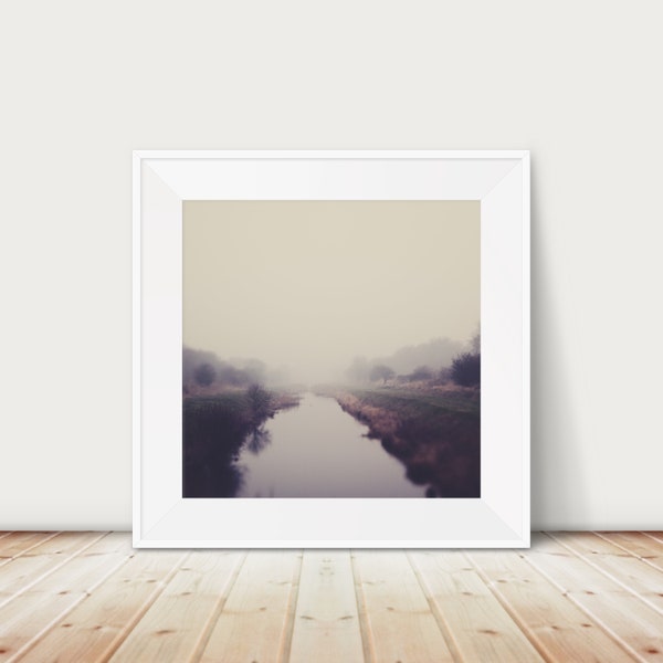 Suffolk Fens Nebel Fotografie: Englische Fluss Landschaft Kunstdruck