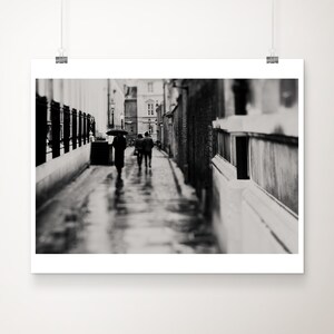 Foto Cambridge in Rain: zwart-wit reisafdruk Engeland