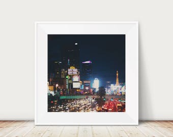 Las Vegas photograph, Las Vegas strip print, Las Vegas night photograph, urban decor, city print, Nevada photograph, Americana decor