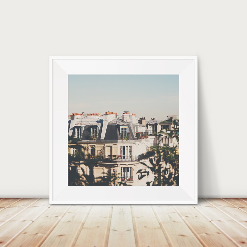 Paris photography, Paris rooftops print, Parisian apartment wall art, Paris travel print image 1