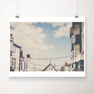 Lyme Regis print, English architecture print, Dorset photograph, travel photography, English decor, seaside print, red white blue decor
