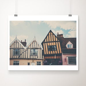 Lavenham photograph, English architecture print, England decor, travel photography, Tudor decor, Suffolk print