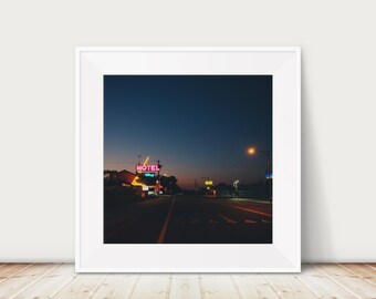 Neon Motel Sign Print: Lone Pine Photograph, California Wall Art