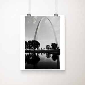 black and white St Louis photograph, Gateway arch print, Missouri print, urban decor, Midwest decor, architecture print, St Louis print
