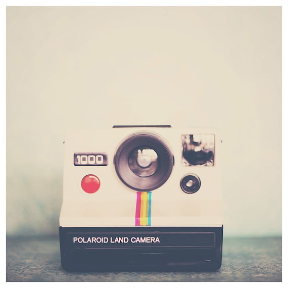 Vintage Camera Photograph, Retro Camera Print, Polaroid Camera Art, Large  Wall Art, Studio Decor 