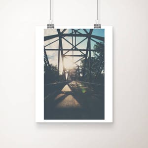 Route 66 photograph, Chain of Rocks Bridge print, Illinois print, St Louis photograph, bridge sunset print, architecture print