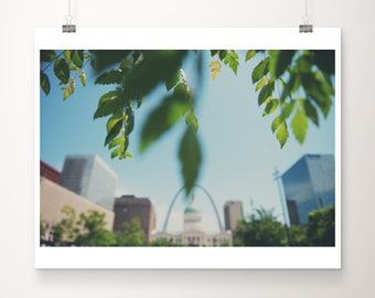 St Louis photograph, Gateway arch print, Missouri print, urban decor, Midwest decor, architecture print, Downtown St Louis print, leaf print