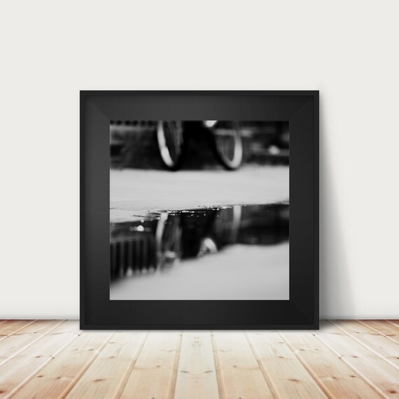 Bicycle Reflection Print, Cambridge England, Black and White Photography