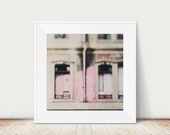 travel photography, Lisbon photograph, urban decay print, Europe architecture print, pink decor, Portugal photograph, abandoned building