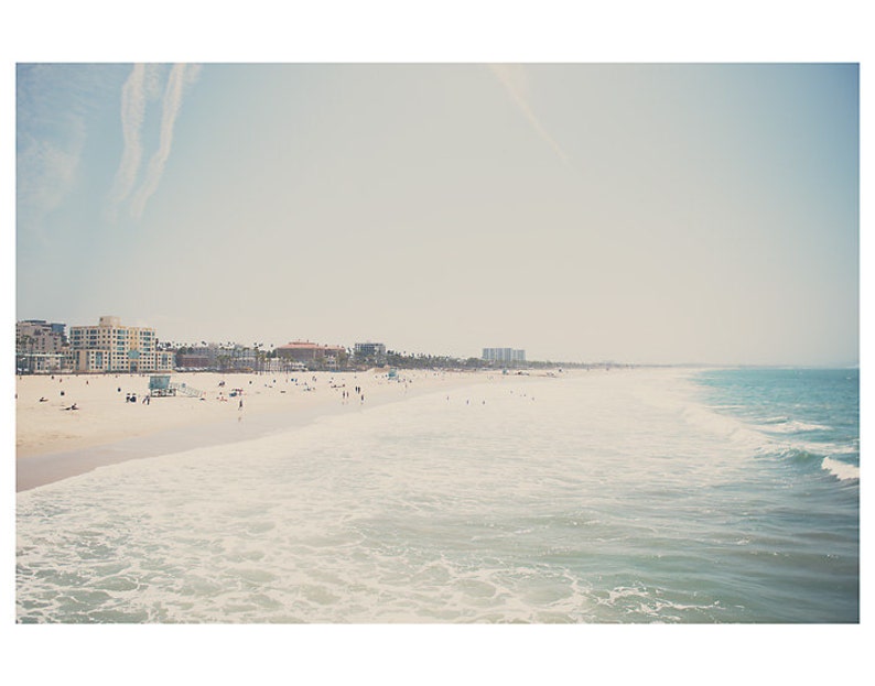 Santa Monica print, aerial beach photograph, Pacific Ocean print, large wall art, California photograph, West Coast decor image 2