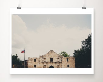 The Alamo photograph, San Antonio print, Texas wall art, Texas architecture print, large wall art, Texas Flag print