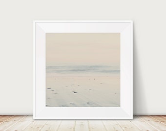 Peaceful Beach Print: Minimalist Ocean Photography, Norfolk Coastline (12x12)