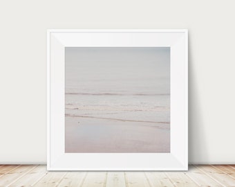 Cromer beach photograph, ocean photograph, nature photography, pastel pink decor, water ripples print, beach sunset print, peaceful