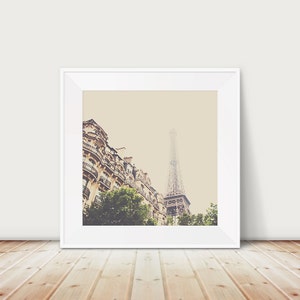 Paris photography, Eiffel tower print, Paris rooftops print, wanderlust art, Paris architecture print, square Paris art