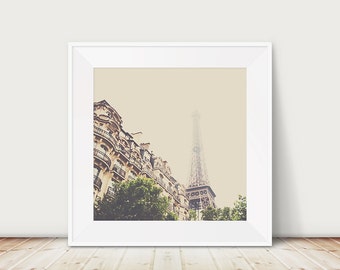 Paris photography, Eiffel tower print, Paris rooftops print, wanderlust art, Paris architecture print, square Paris art