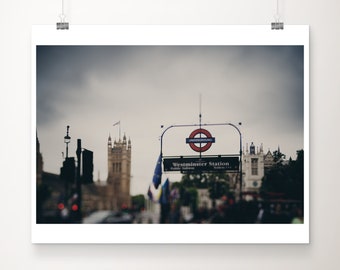 London photograph, Westminster print, London travel print,  London Underground print, English decor, London gift, large wall art