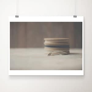 ribbon photograph, neutral home decor, sewing room wall art, rustic print