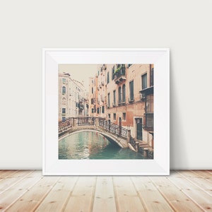 Venice canal photograph, bridge photograph, Italian decor, travel photography, peach decor, Italy photograph, Venice photograph