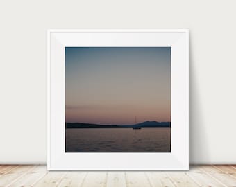 sunset Firth of Clyde photograph, Scotland photograph, Scotland sunset print, Scottish coastline, sail boat print, sailing photograph