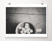 Hot Chocolate Print: Marshmallow Food Photography, Farmhouse Kitchen Art