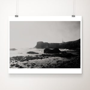 Yaquina Head Lighthouse Photograph: Oregon Coast Black and White Print