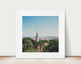 Barcelona photograph, Gaudi architecture print, Park Güell print, Spanish decor, travel photography, wanderlust art, European decor