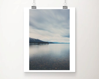 Lake Tahoe sunrise photograph, vertical landscape print, California mountains wall art, wanderlust decor