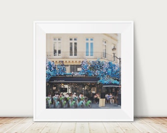 Paris photograph, Paris decor, Paris architecture print, Paris cafe print, square Paris print, Pastel decor