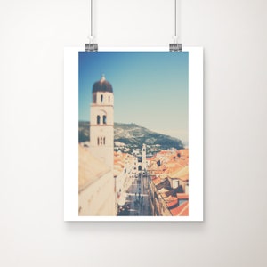 Dubrovnik photograph, Dubrovnik rooftops print, travel photography, Croatia photograph, church photograph, vertical Dubrovnik print image 1
