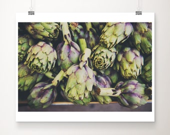 artichoke print, kitchen wall art, food photography, French market art