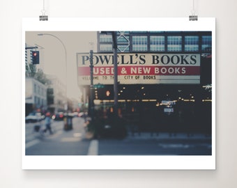 Powells books print, Oregon print, Portland photograph, Pacific Northwest decor, urban decor, bookstore print, literary decor