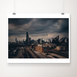 Chicago photograph, Illinois print, Chicago skyline print, midwest decor, Chicago train tracks print, 18th street bridge print