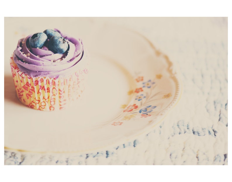 cupcake photograph, food wall art, kitchen decor, bakery decor, still life photograph, feminine decor image 2