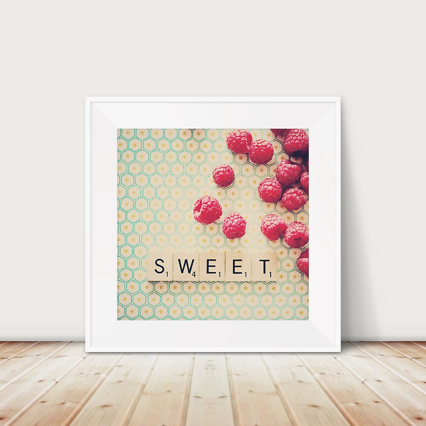 raspberry photograph raspberry kitchen wall art food Etsy
