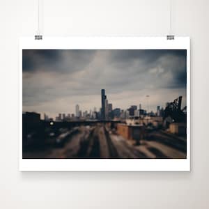Chicago photograph, Illinois print, Chicago skyline print, midwest decor, Chicago train tracks print, 18th street bridge print