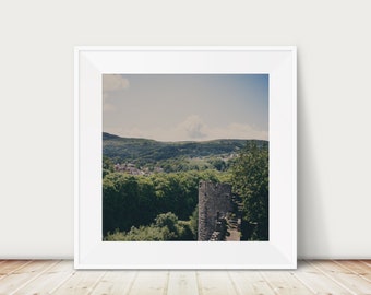 Conwy photograph, Welsh decor, Conwy City Walls print, Roman City Walls art, Conwy travel print, Wales photograph, Conwy castle print