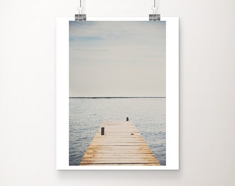 ocean photograph, pier photograph, dock print, vertical pier print, South of France print, travel photography