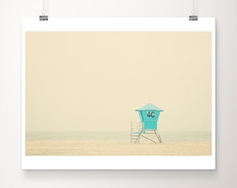 Coronado Island print, beach photograph, mint lifeguard tower print, California art, Pacific Ocean print, large wall art