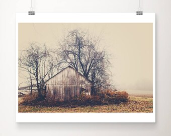 abandoned barn photograph, rural Illinois print, midwest decor, dark art, rustic decor