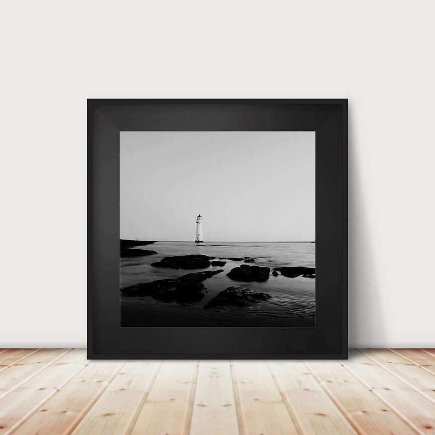 Black and White Lighthouse Photograph: New Brighton, England
