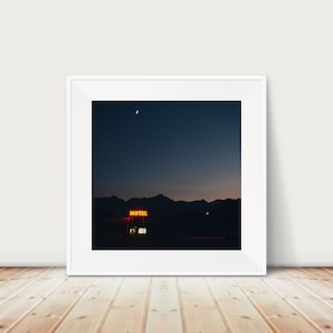 Neon sign photograph, Lone Pine photograph, motel sign print, Alabama Hills print, Lone Pine at night, California wall art, americana decor