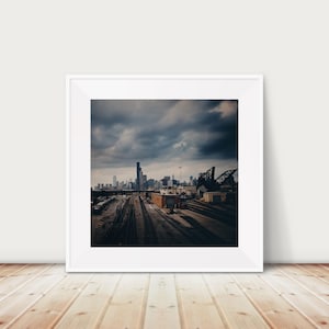 Chicago photograph, Illinois print, Chicago skyline print, midwest decor, Chicago train tracks print, 18th street bridge print